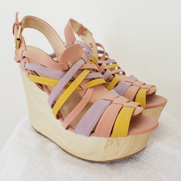 colorful strappy platform sandals